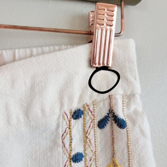 Anthropologie S Boho Straight Wide Leg Capri Floral Embroidered Cropped Pants - Picture 6 of 16